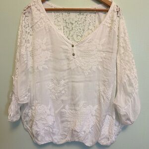 Elegant White Lace Women's Blouse